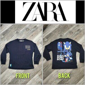 NWOT Zara Navy Blue Sonic Long Sleeve Top Boys Size 8-9